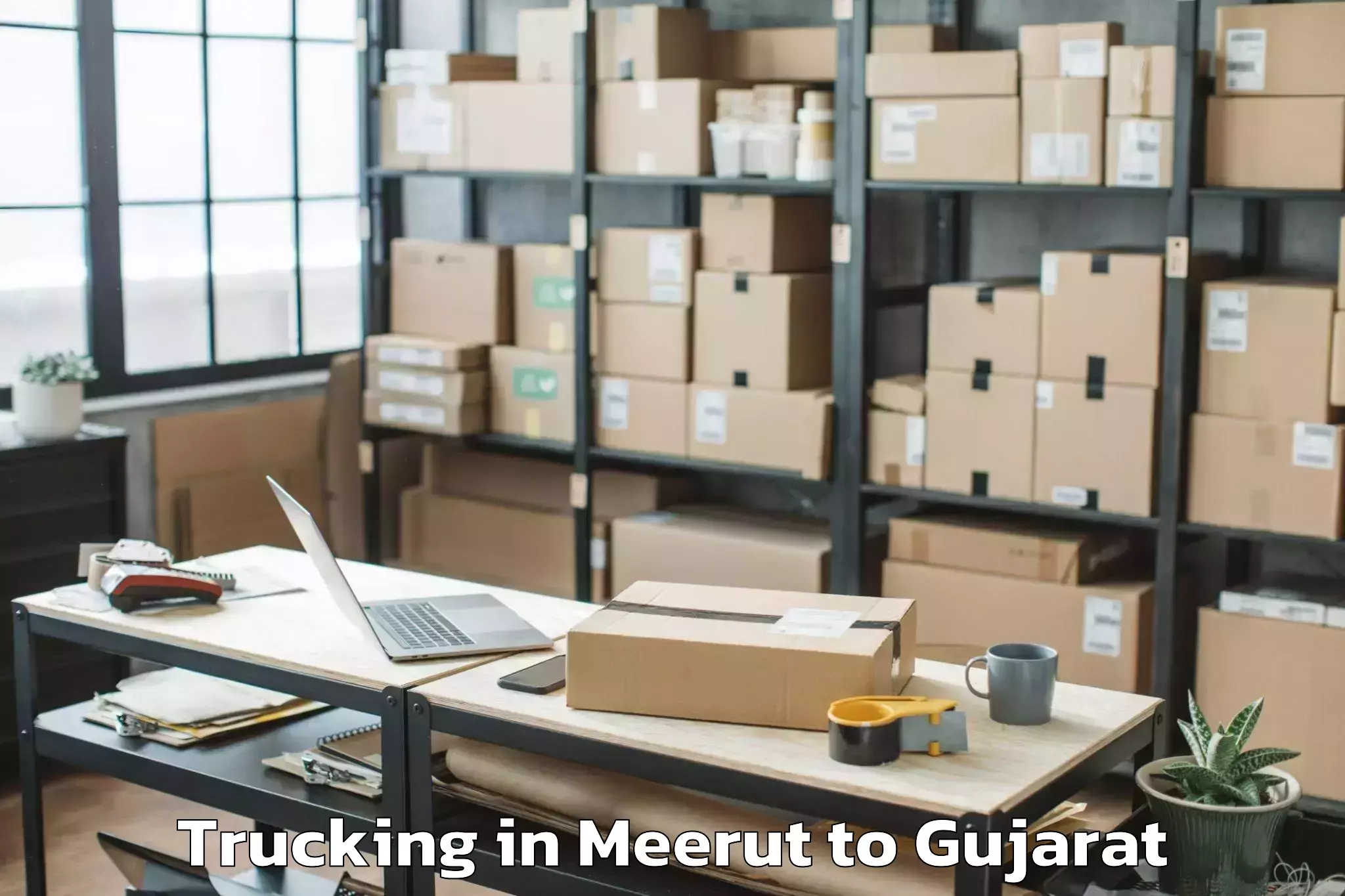 Book Meerut to Mangrol Trucking Online